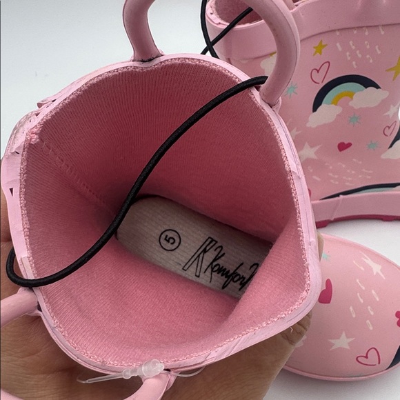 KomfysMe Kids Rain Boots Unicorn Rainbow Pink Toddler Size 5 - Picture 5 of 7